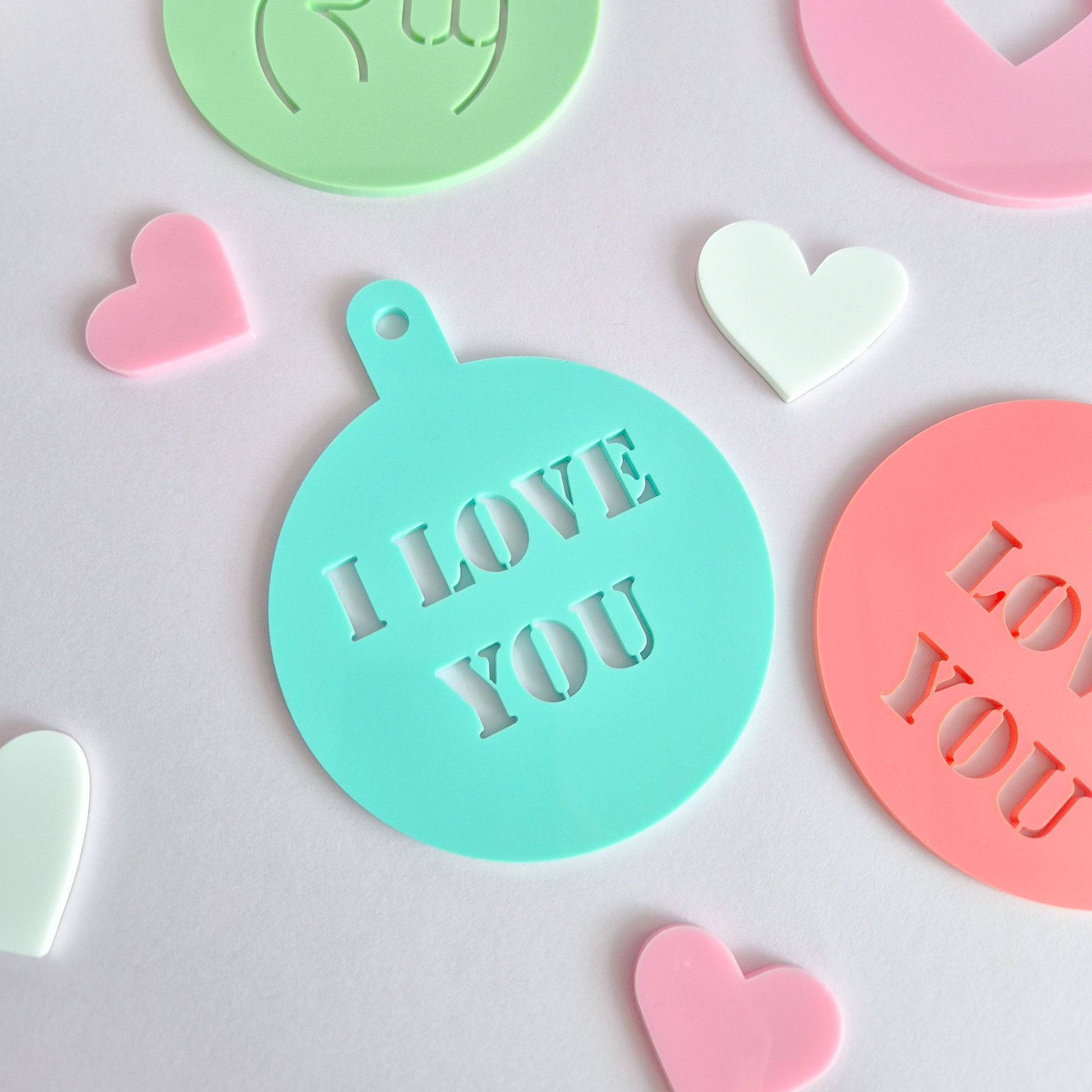 Acrylic Coffee Stencil - I Love You