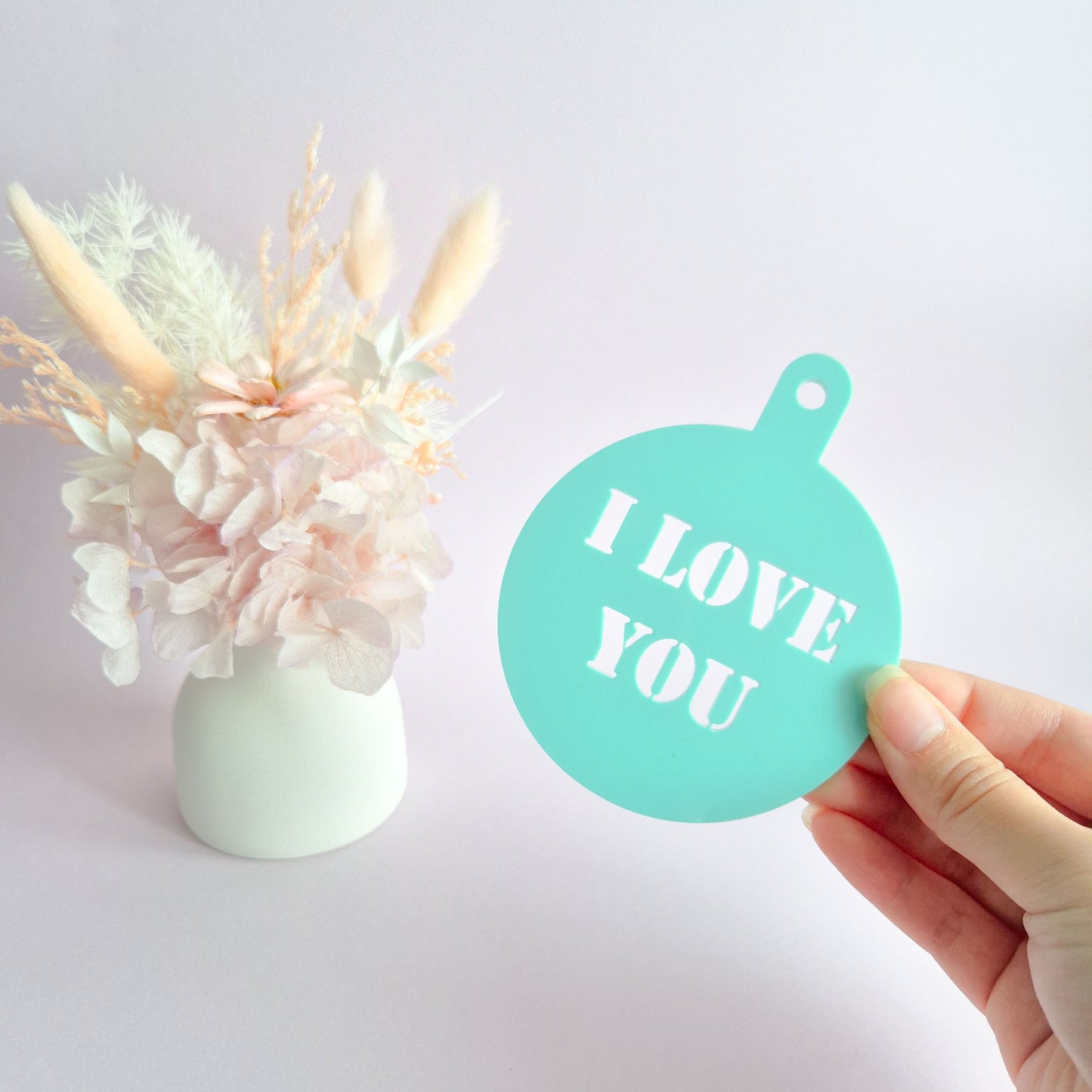 Acrylic Coffee Stencil - I Love You