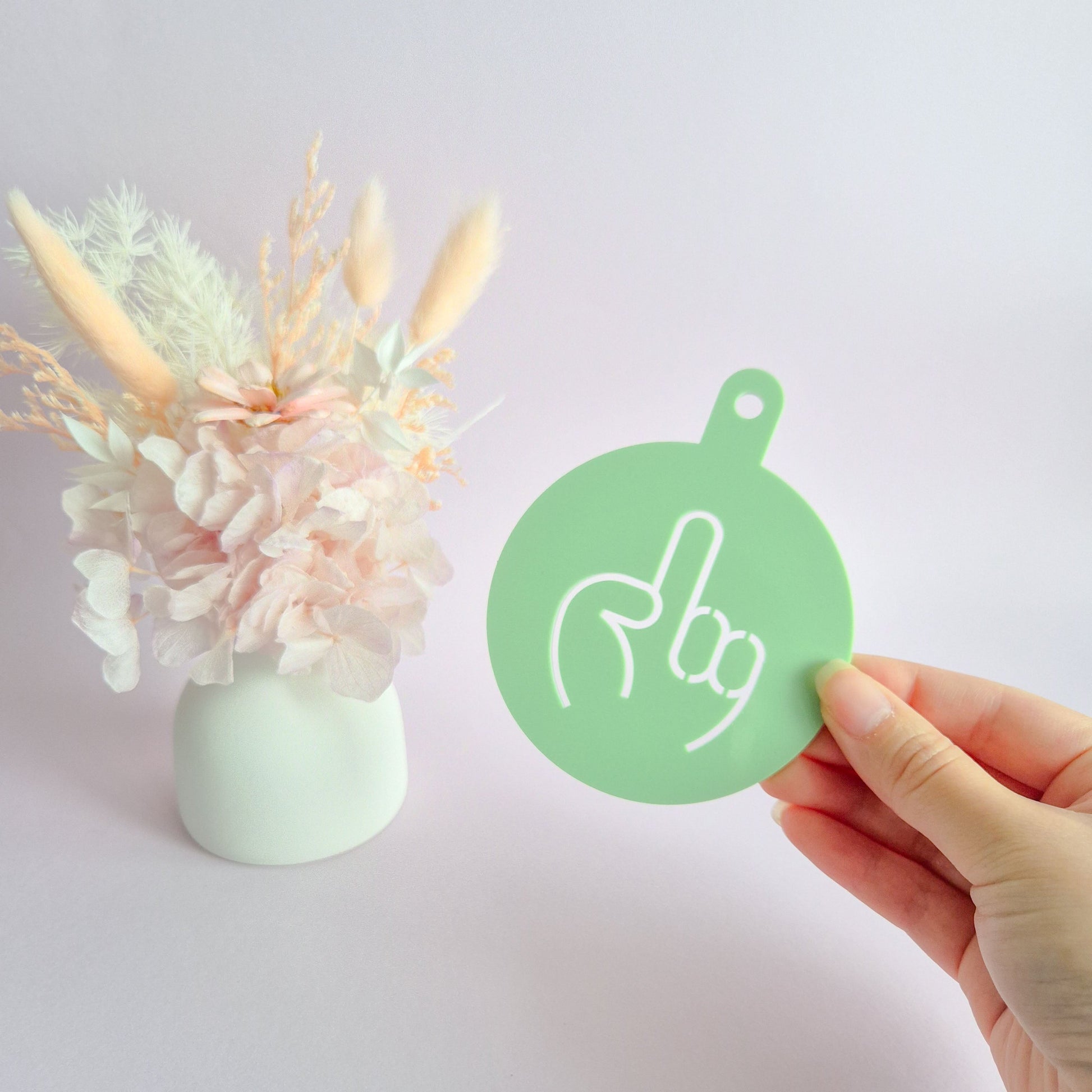 Acrylic Coffee Stencil – Middle Finger