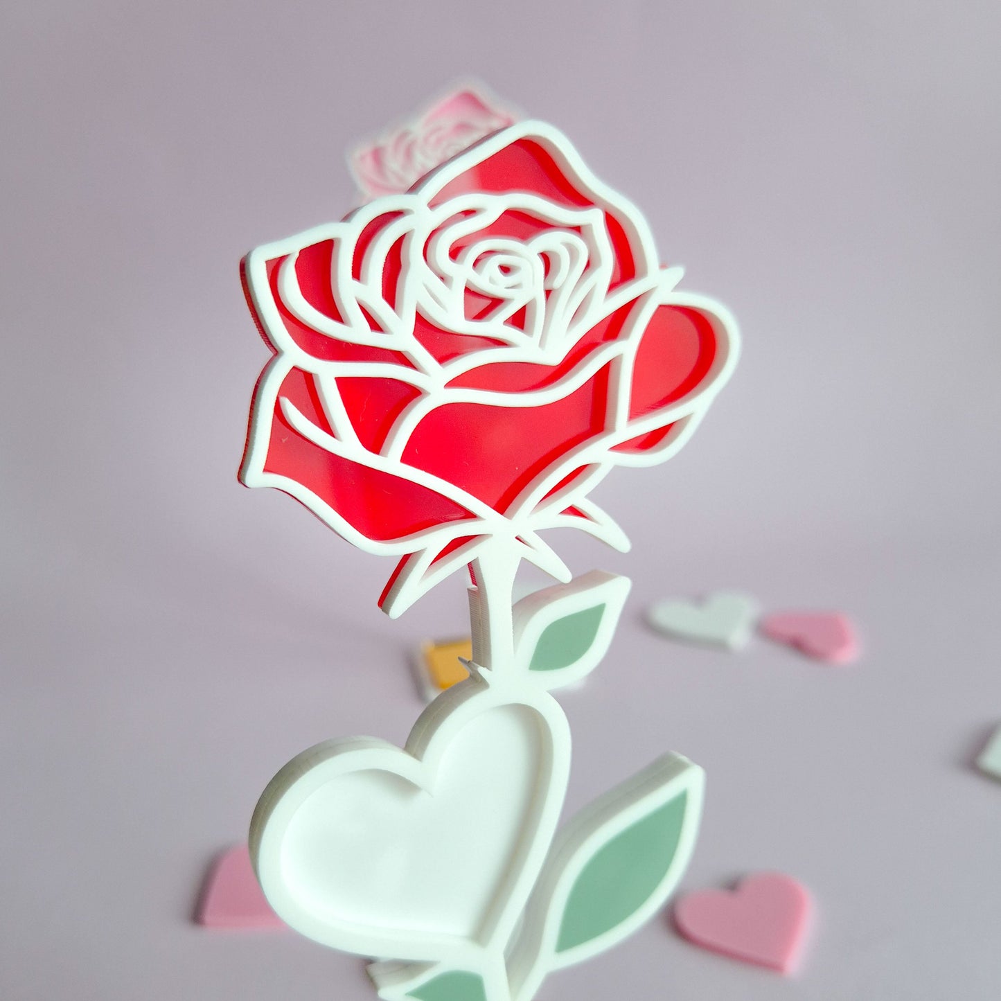 Acrylic Standing Rose with Base