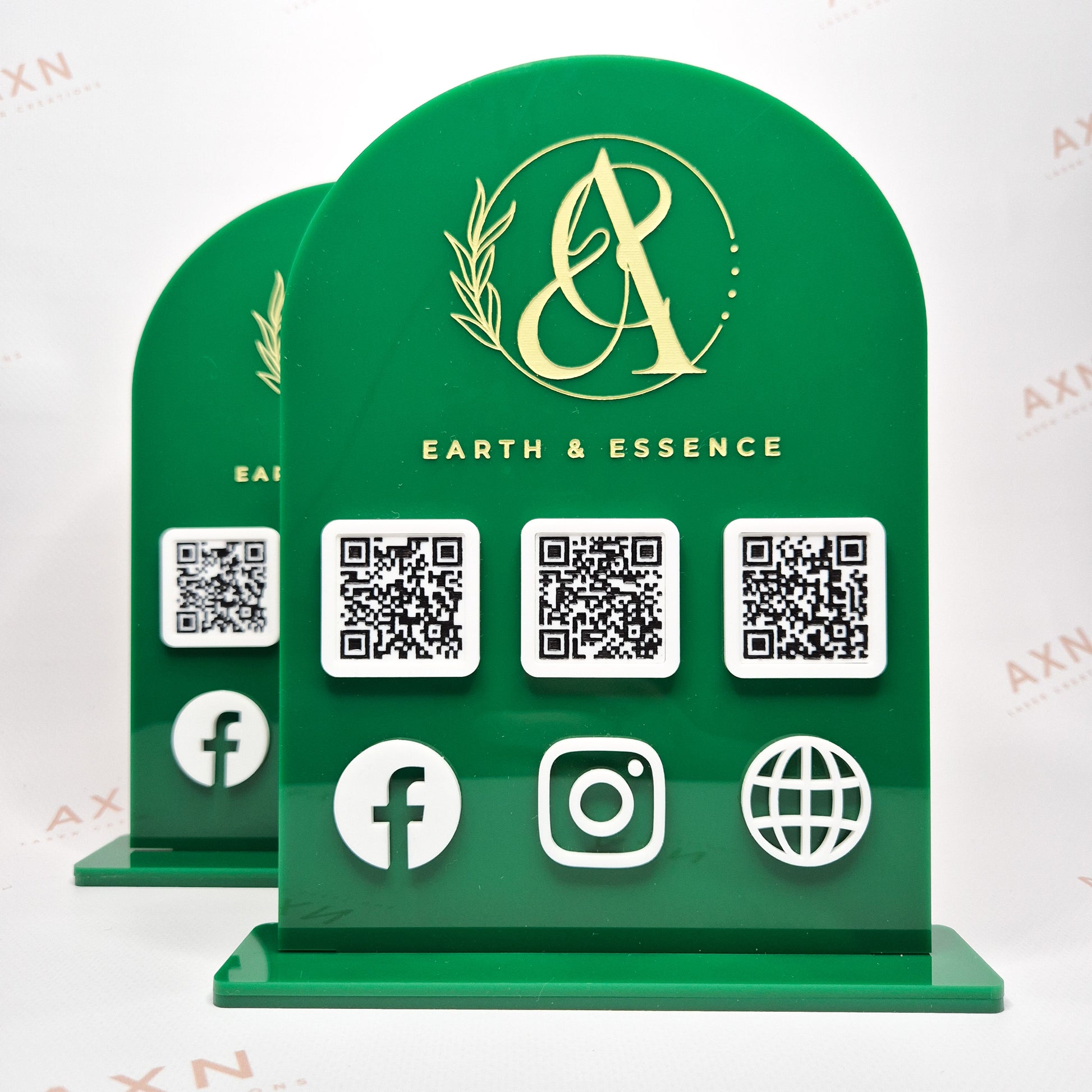 Arched Acrylic Stand with QR Codes 03