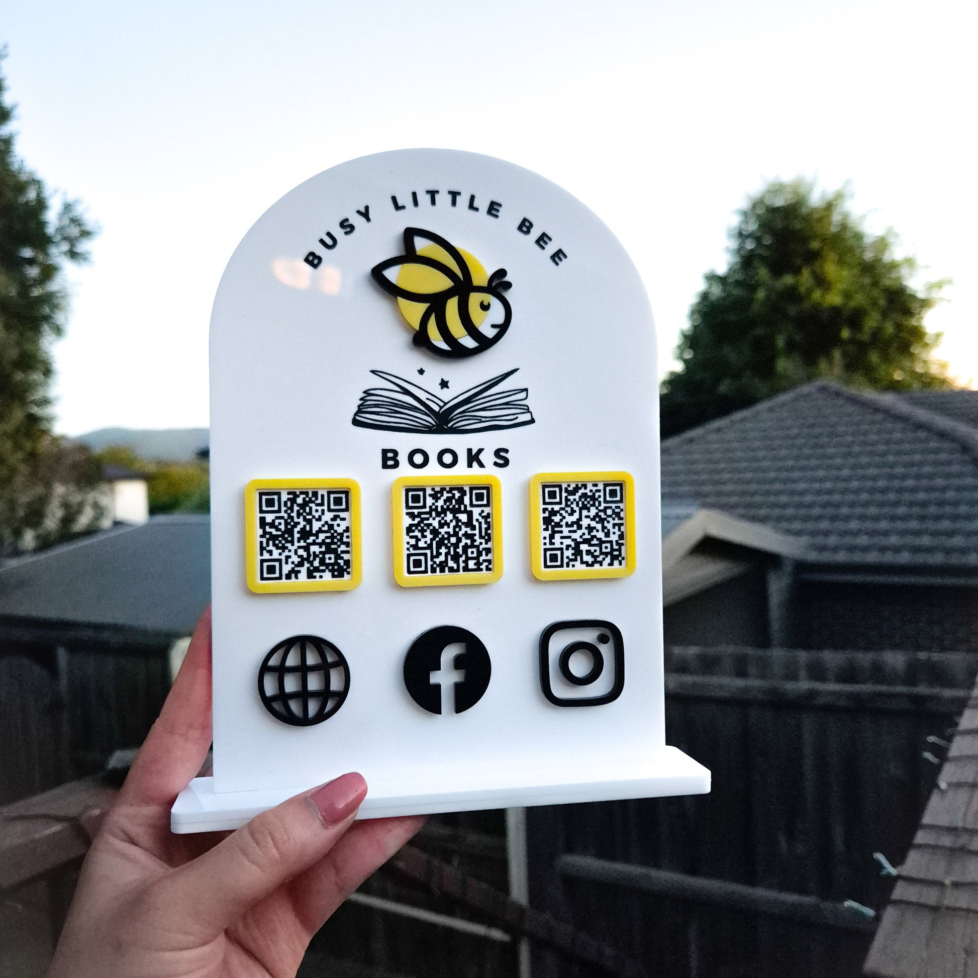 Arched Acrylic Stand with QR Codes