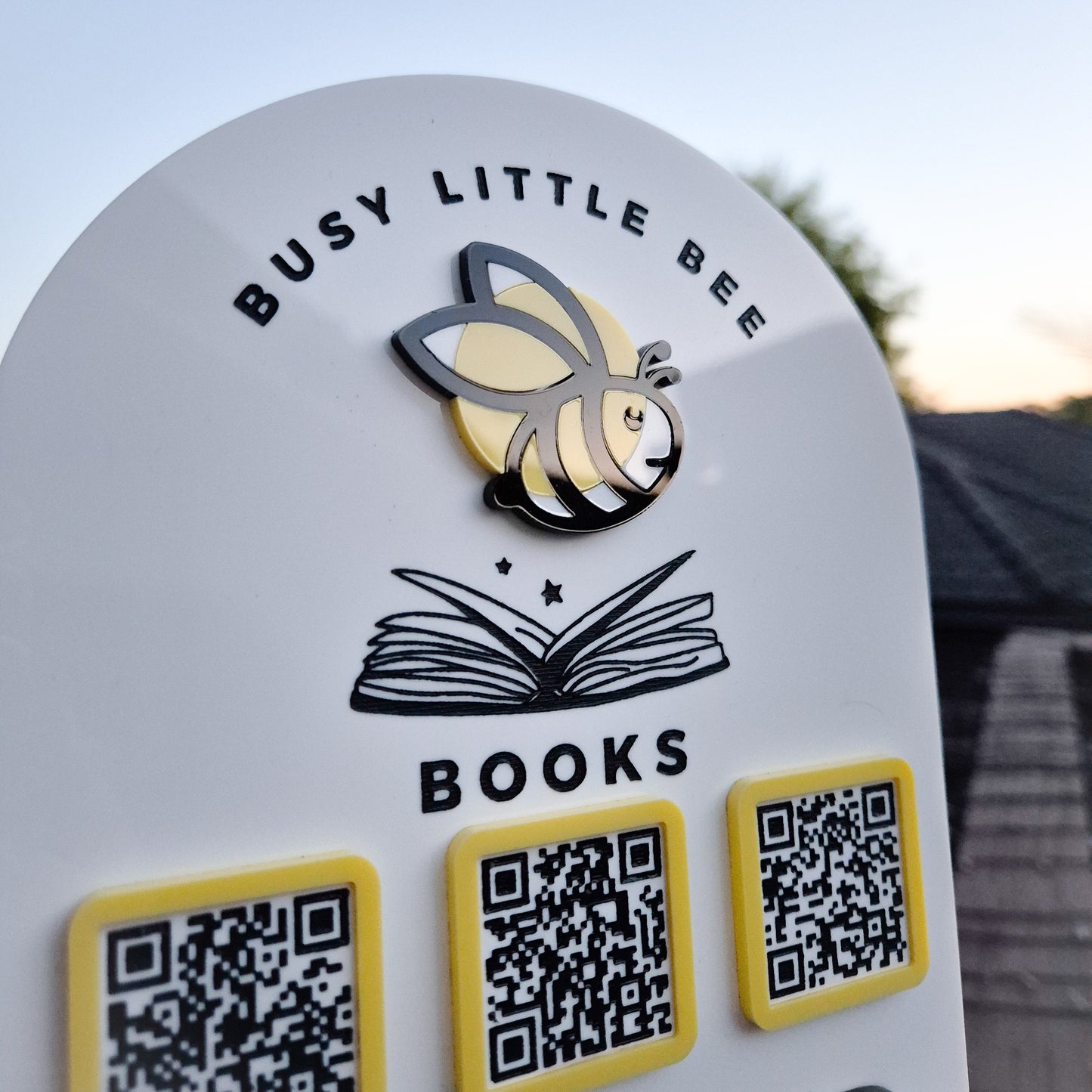 Arched Acrylic Stand with QR Codes