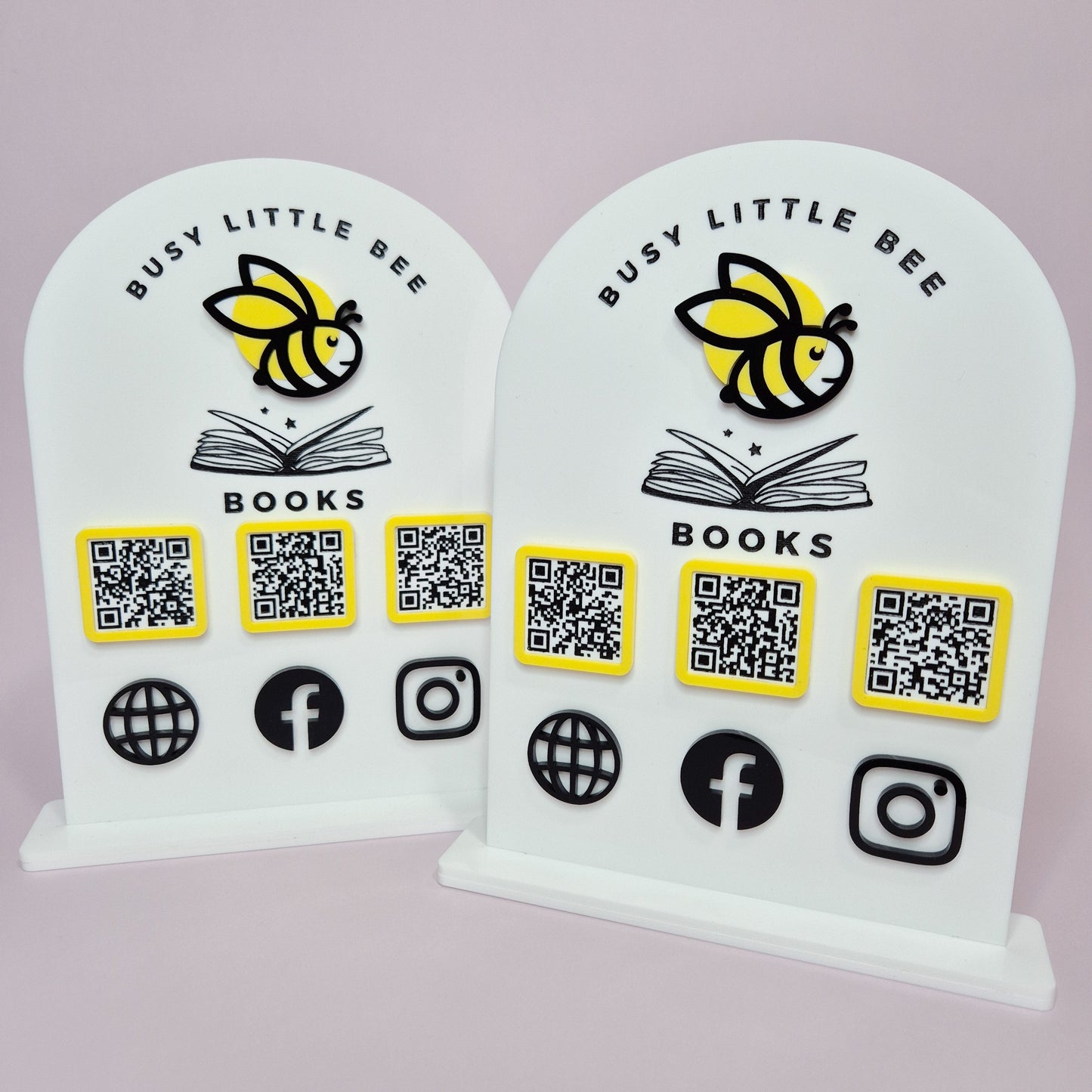 Arched Acrylic Stand with QR Codes