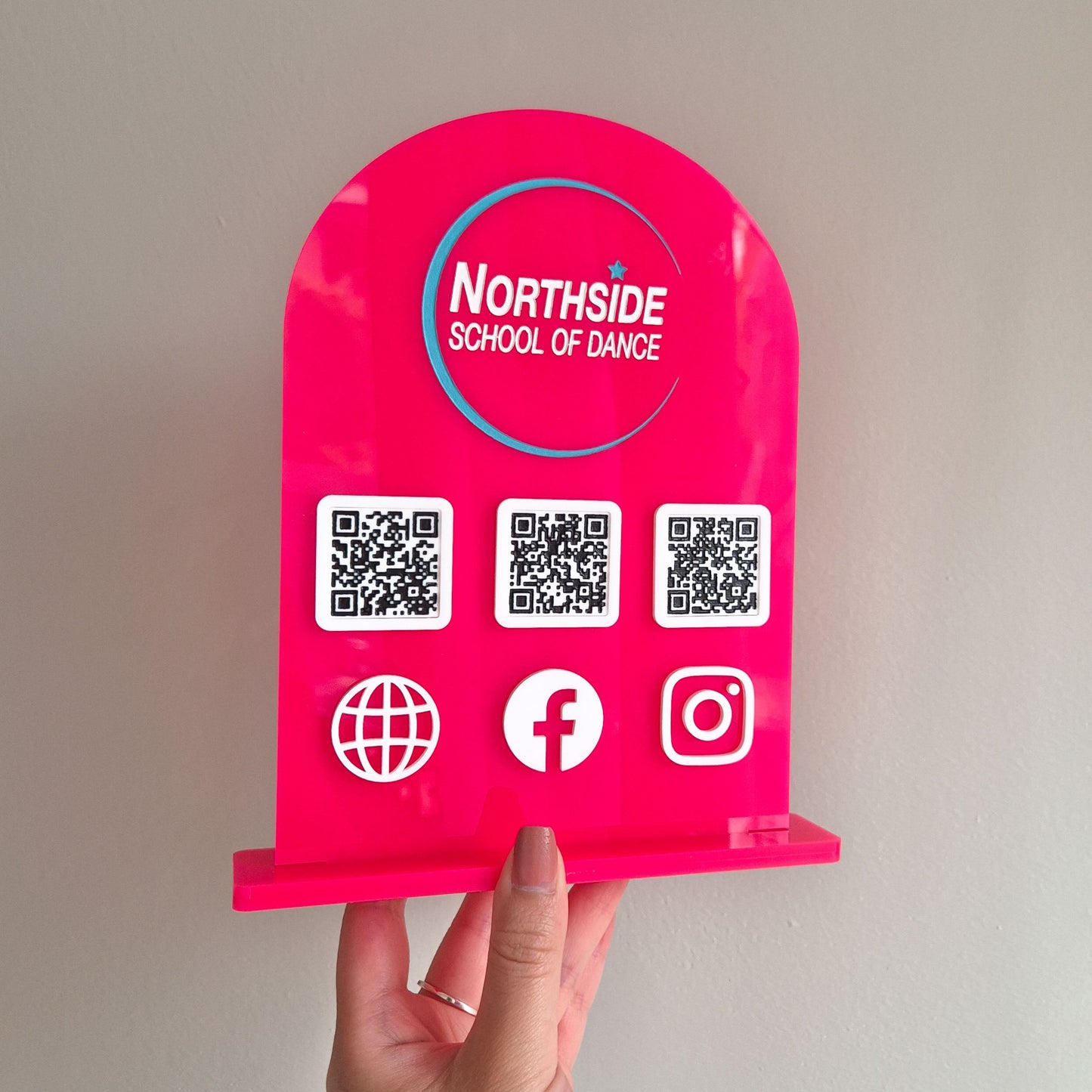 Arched Acrylic Stand with QR Codes