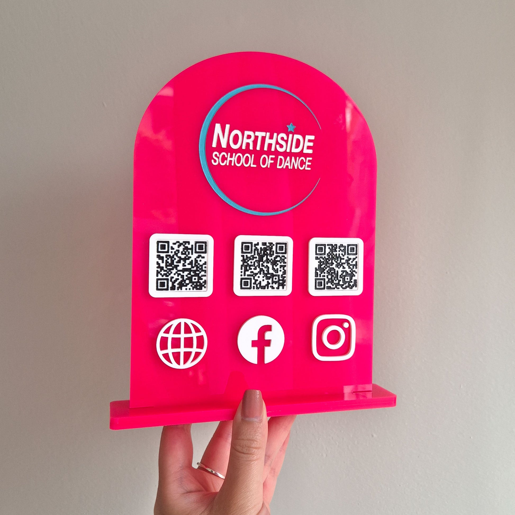 Arched Acrylic Stand with QR Codes