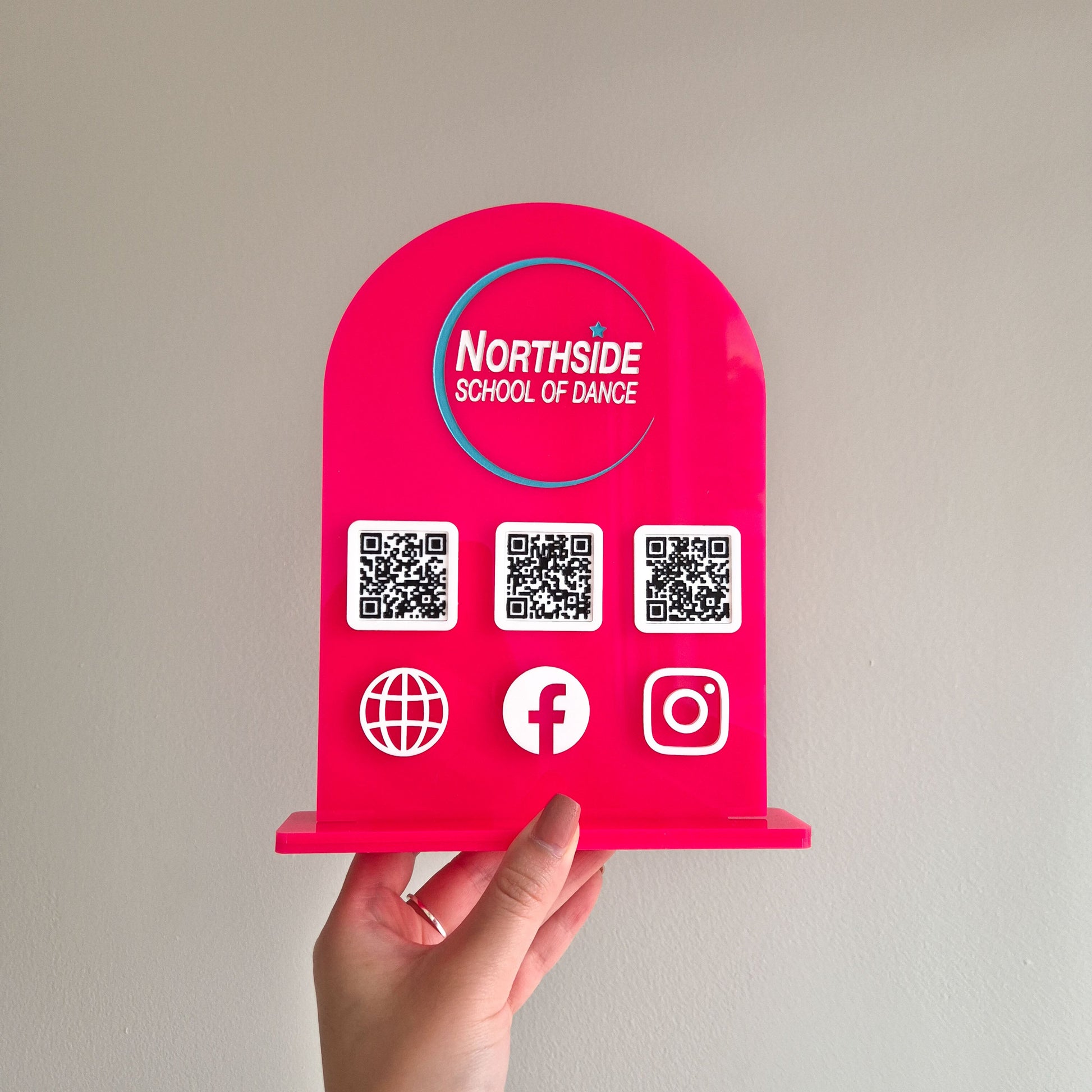 Arched Acrylic Stand with QR Codes