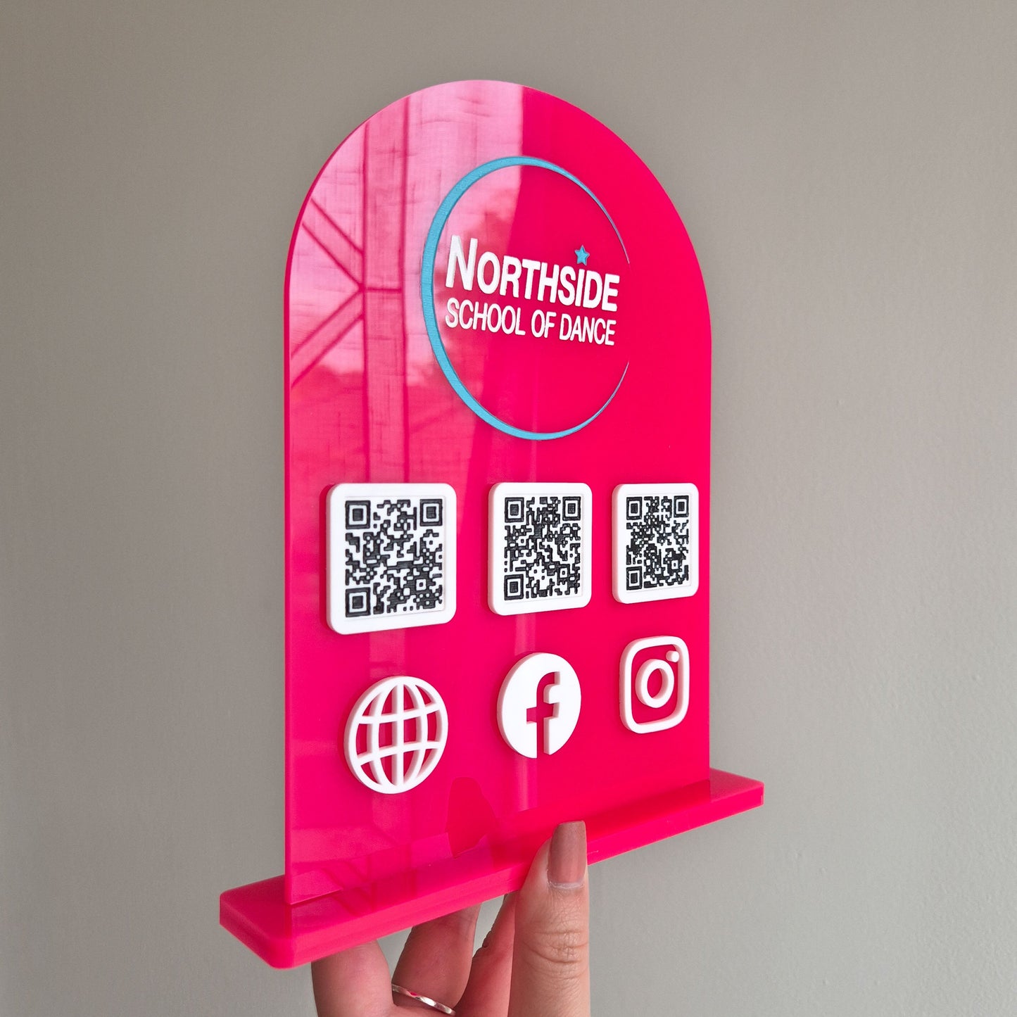 Arched Acrylic Stand with QR Codes