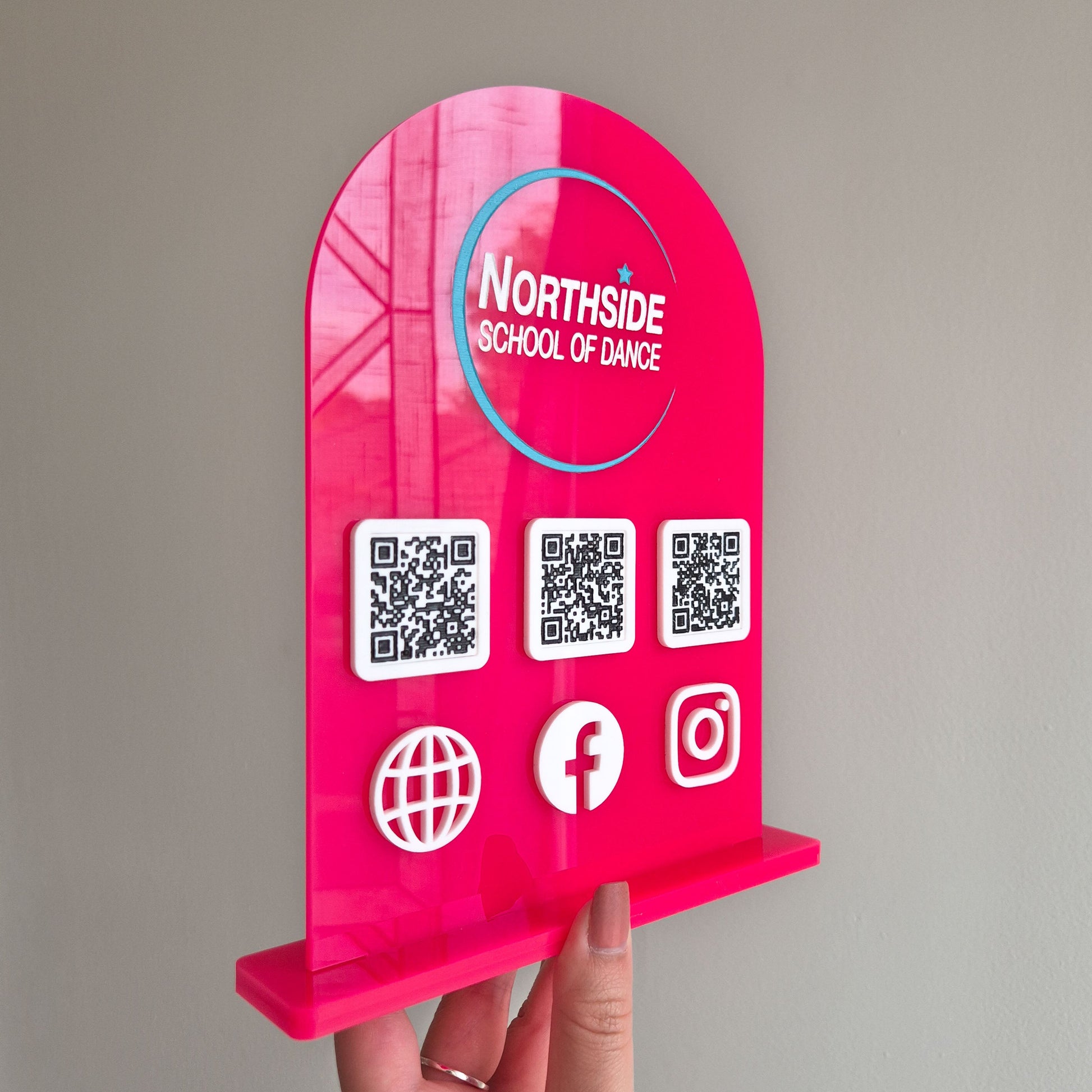 Arched Acrylic Stand with QR Codes