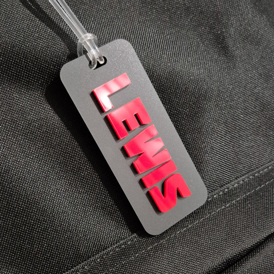 Backpack with acrylic bag tag