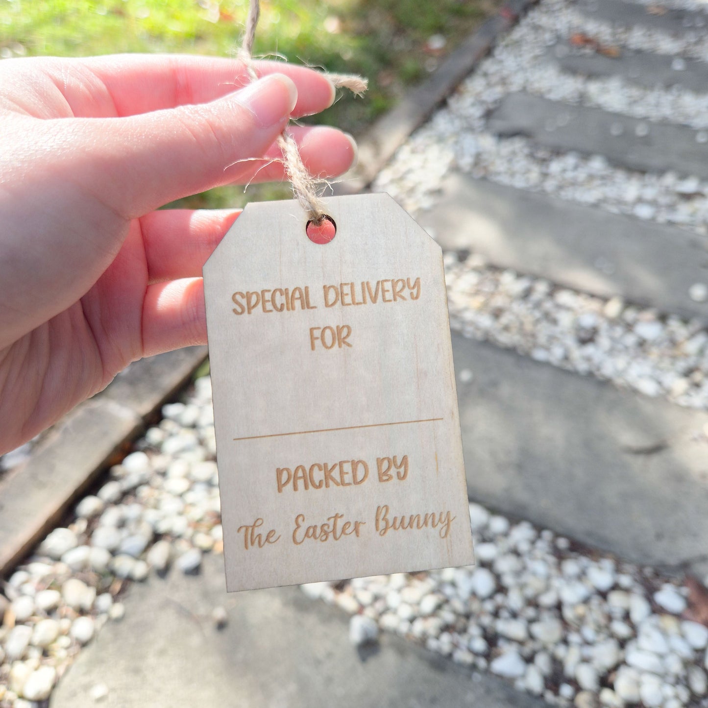 Engraved Plywood Easter Gift Tag