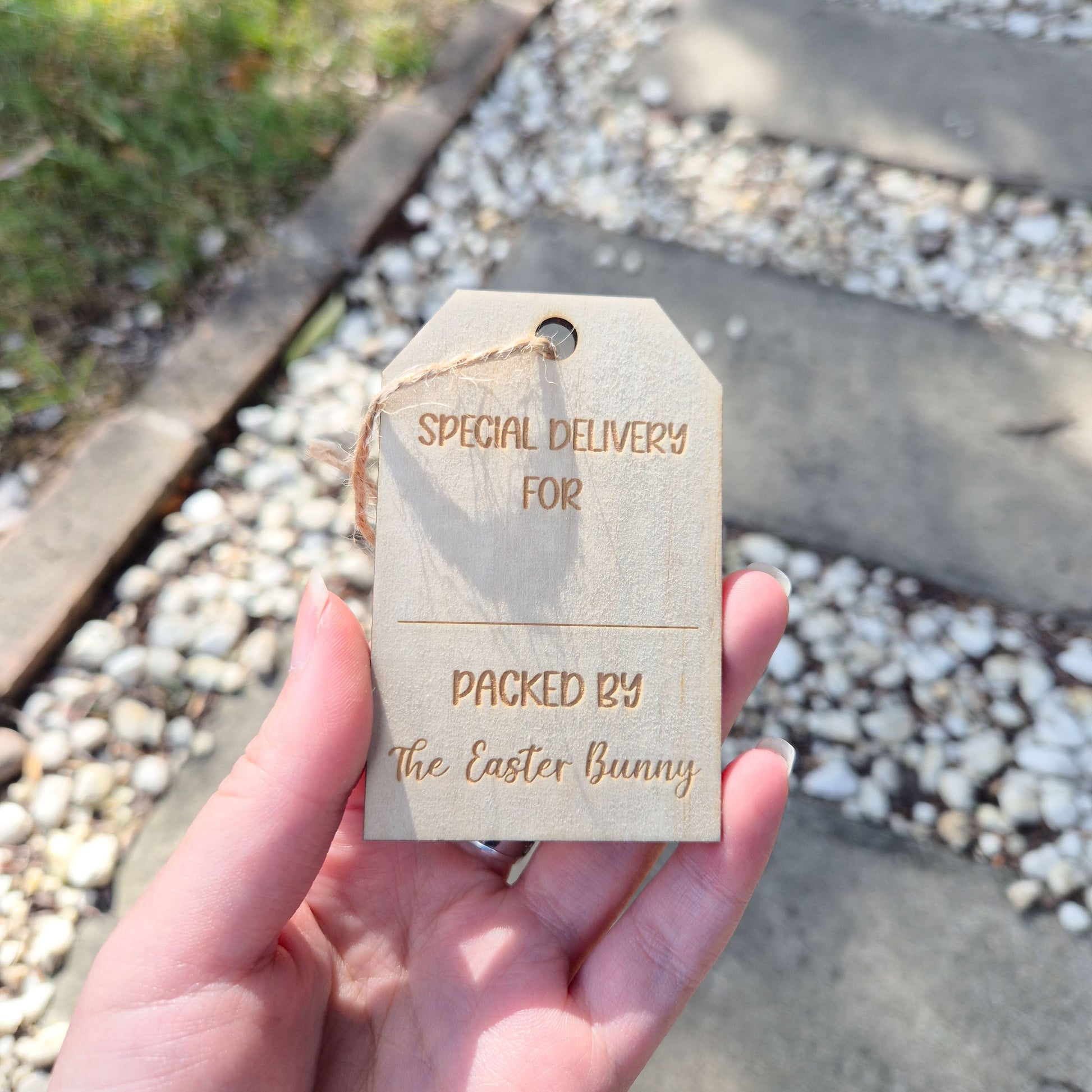 Engraved Plywood Easter Gift Tag