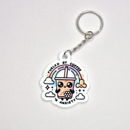 Fueled By Coffee 'N Anxiety Acrylic Keychain