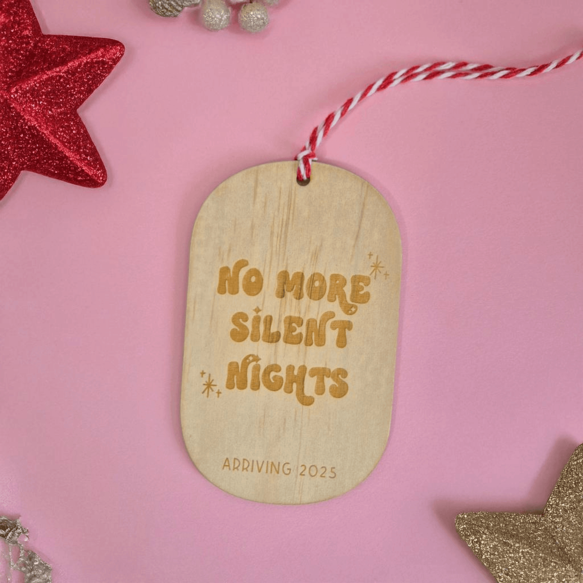 No More Silent Nights Plywood Ornament