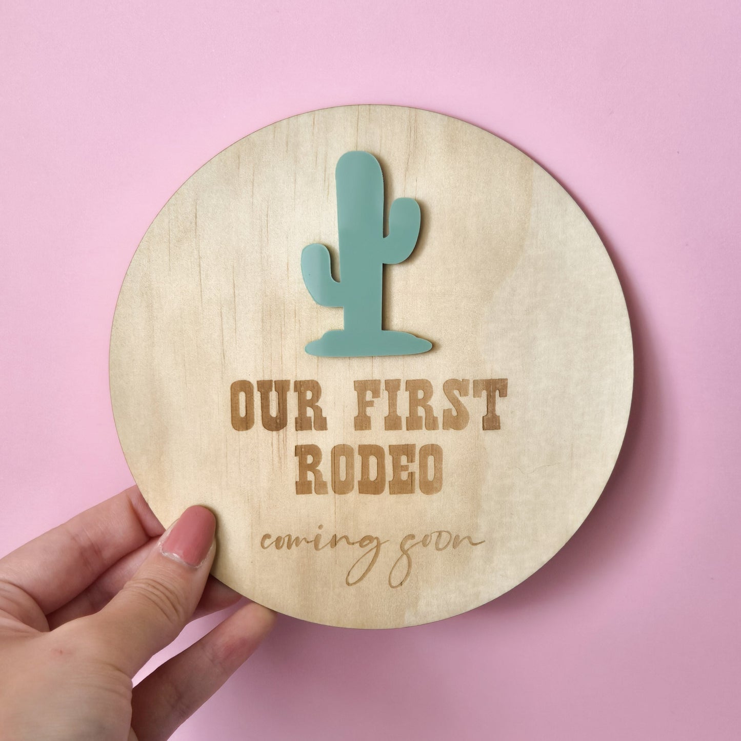 Pregnancy Reveal and Announcement Plaque Our First Rodeo
