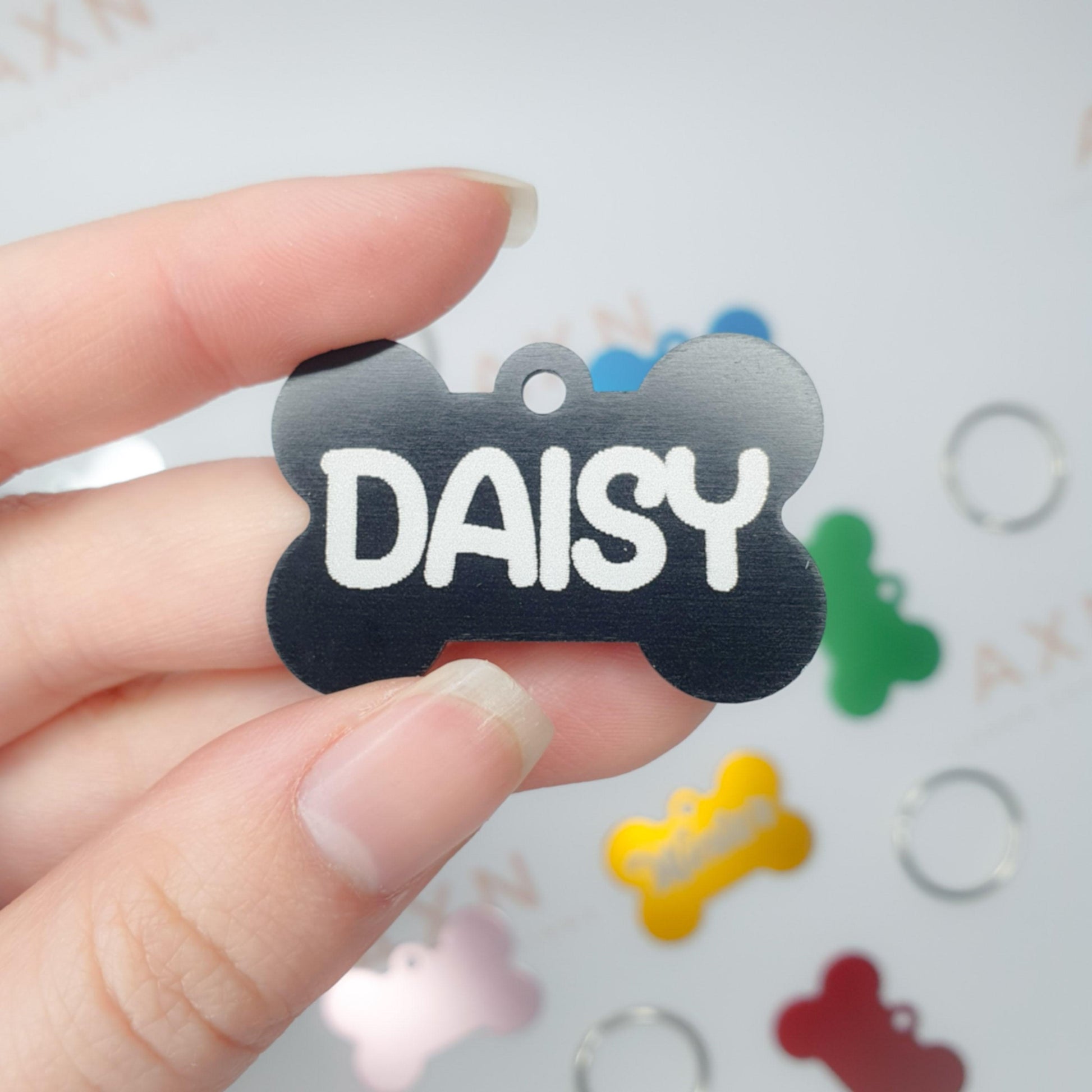 black bone aluminium pet tag