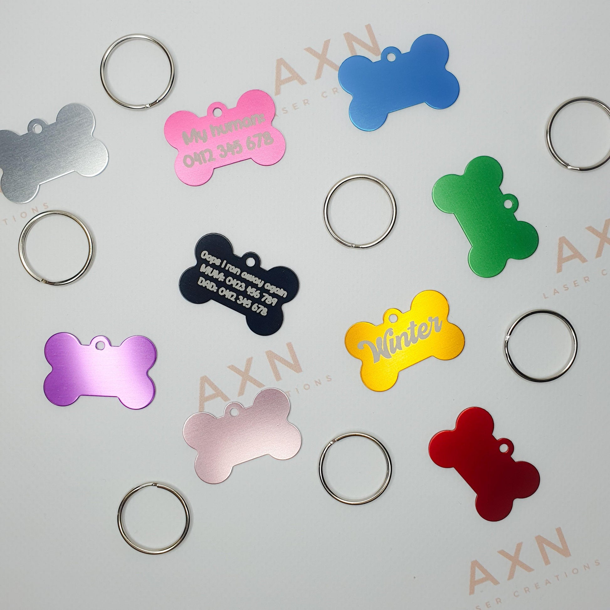 custom bone aluminium pet tags
