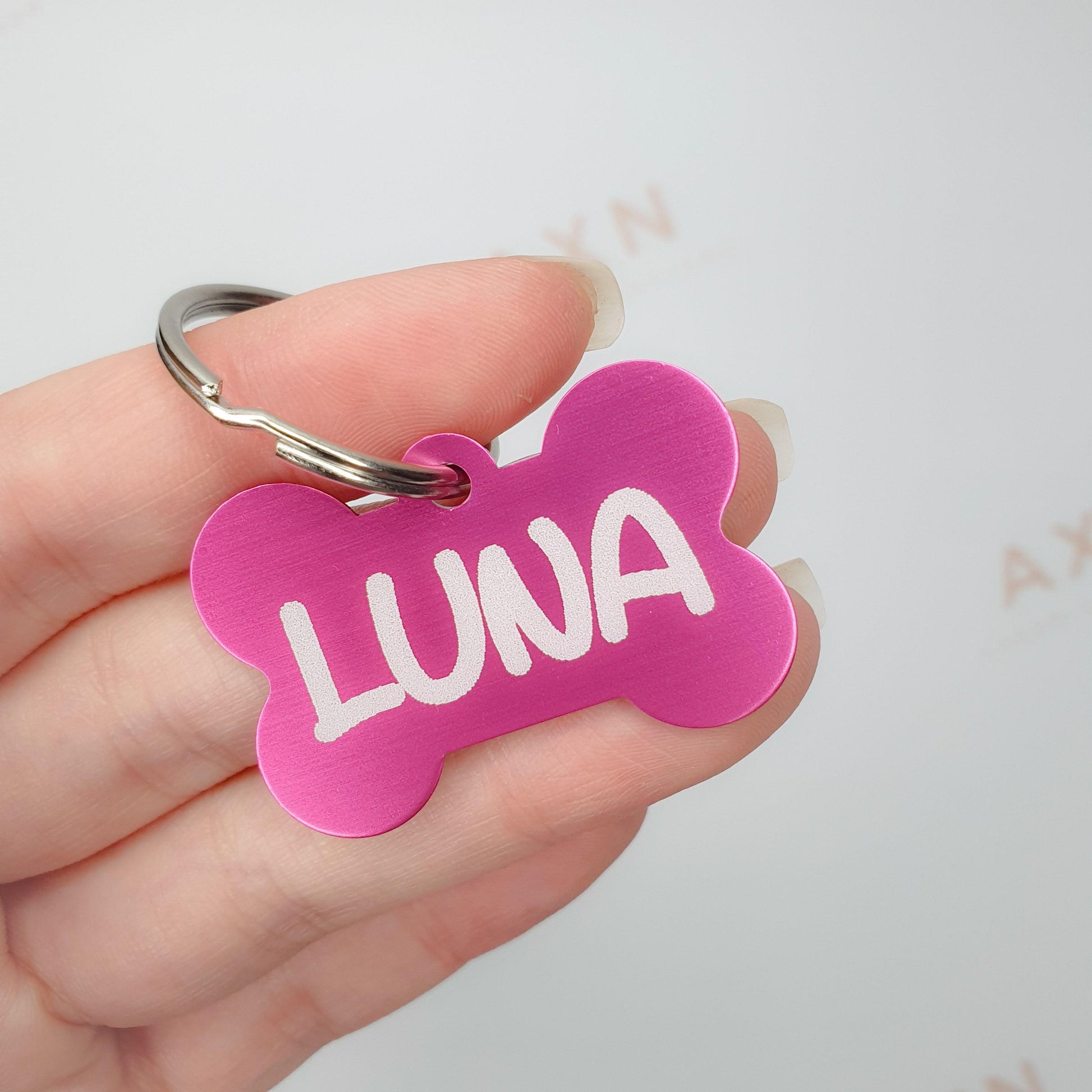 pink bone aluminium pet tag