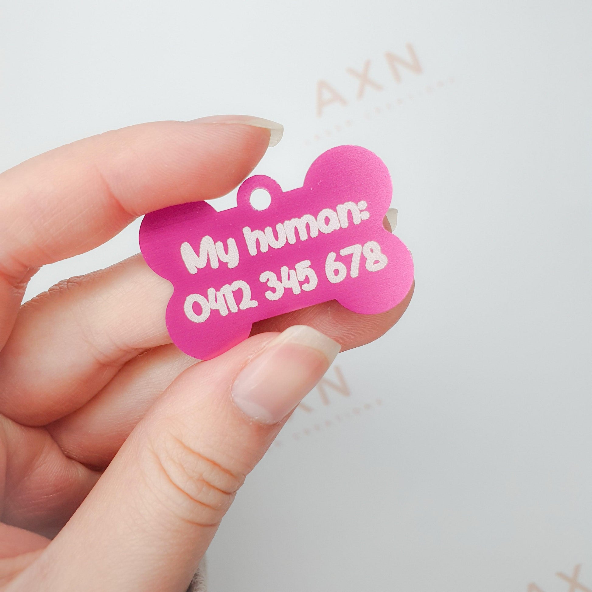 pink bone aluminium pet tag