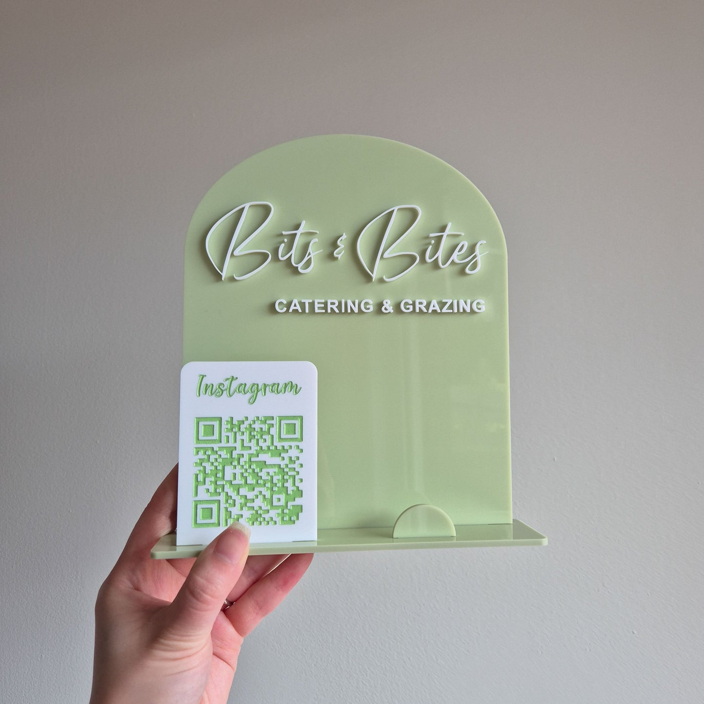 Acrylic Business Display with QR Code and Business Card Holder