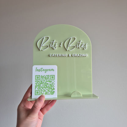 Acrylic Business Display with QR Code and Business Card Holder
