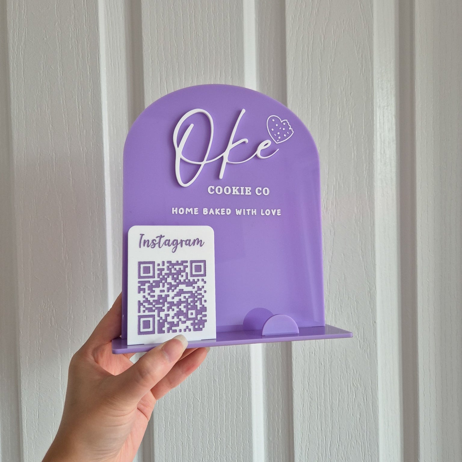 Acrylic Business Display with QR Code and Business Card Holder