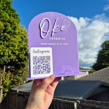 Acrylic Business Display with QR Code and Business Card Holder