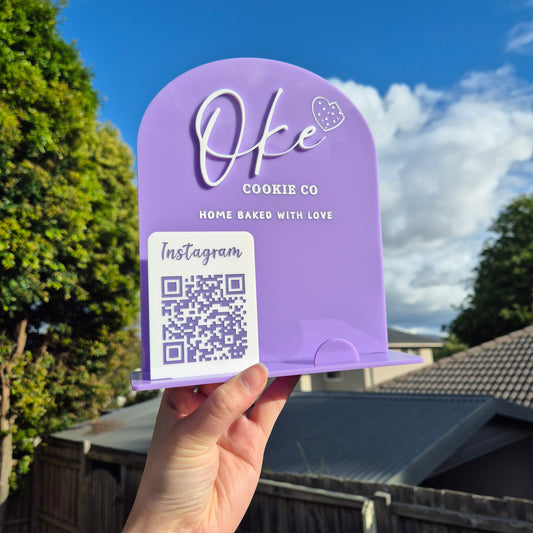 Acrylic Business Display with QR Code and Business Card Holder