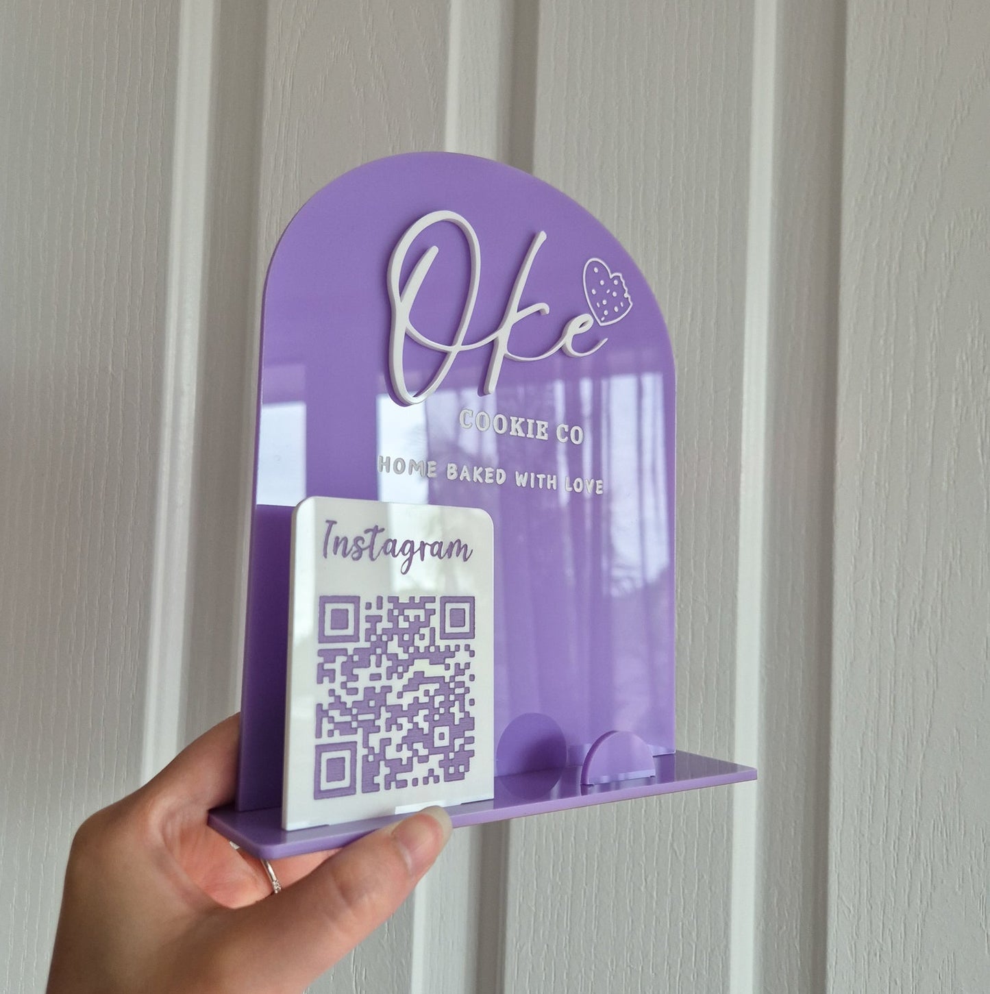 Acrylic Business Display with QR Code and Business Card Holder