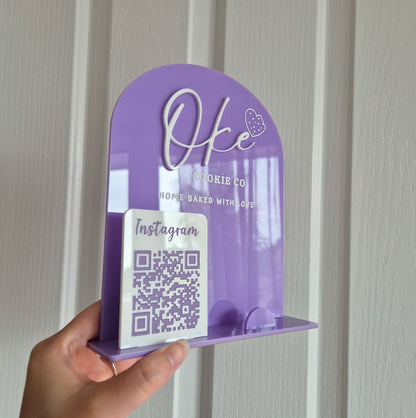 Acrylic Business Display with QR Code and Business Card Holder