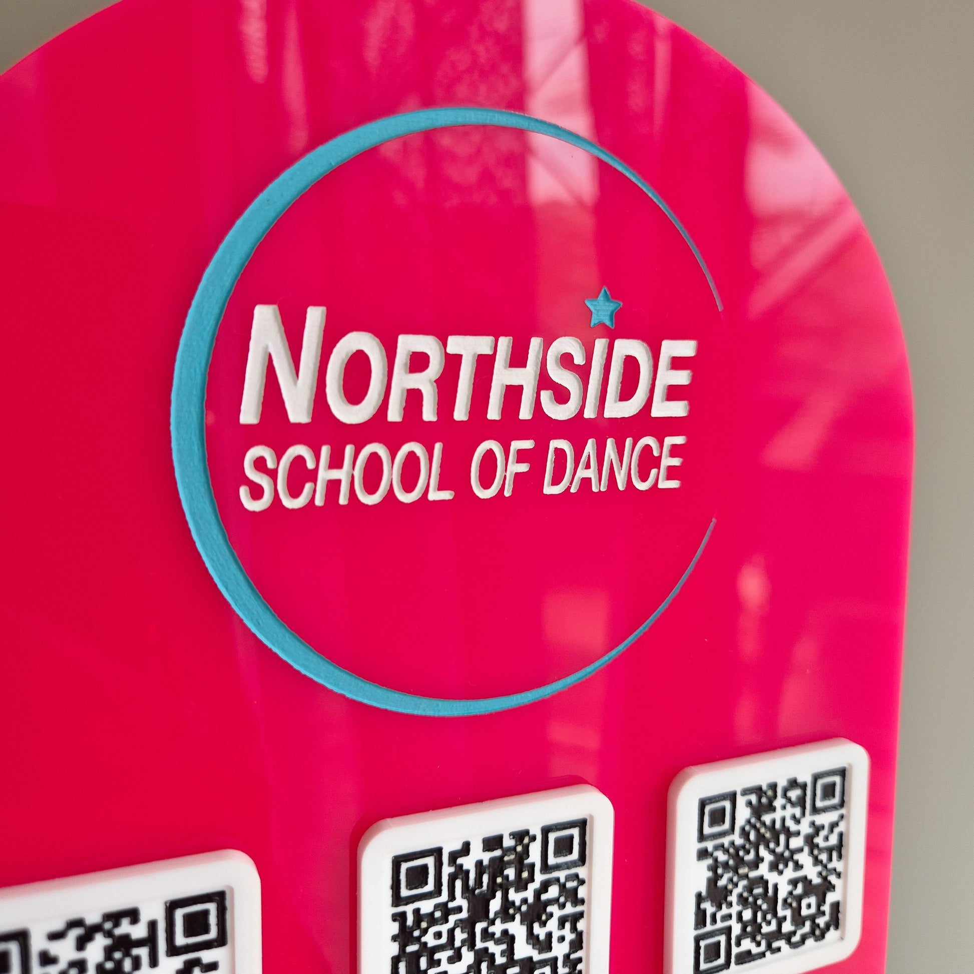 Arched Acrylic Stand with QR Codes