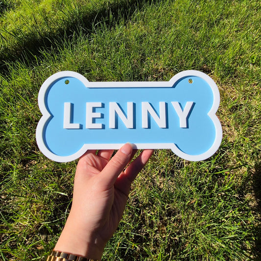 Personalised Dog Crate Tag Kennel Sign Plate Blue