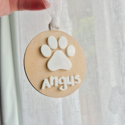 Personalised Dog Paw Plywood Ornament