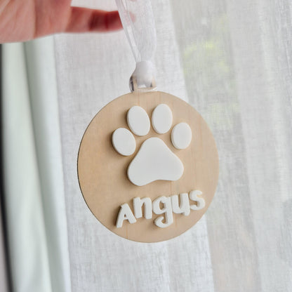 Personalised Dog Paw Plywood Ornament