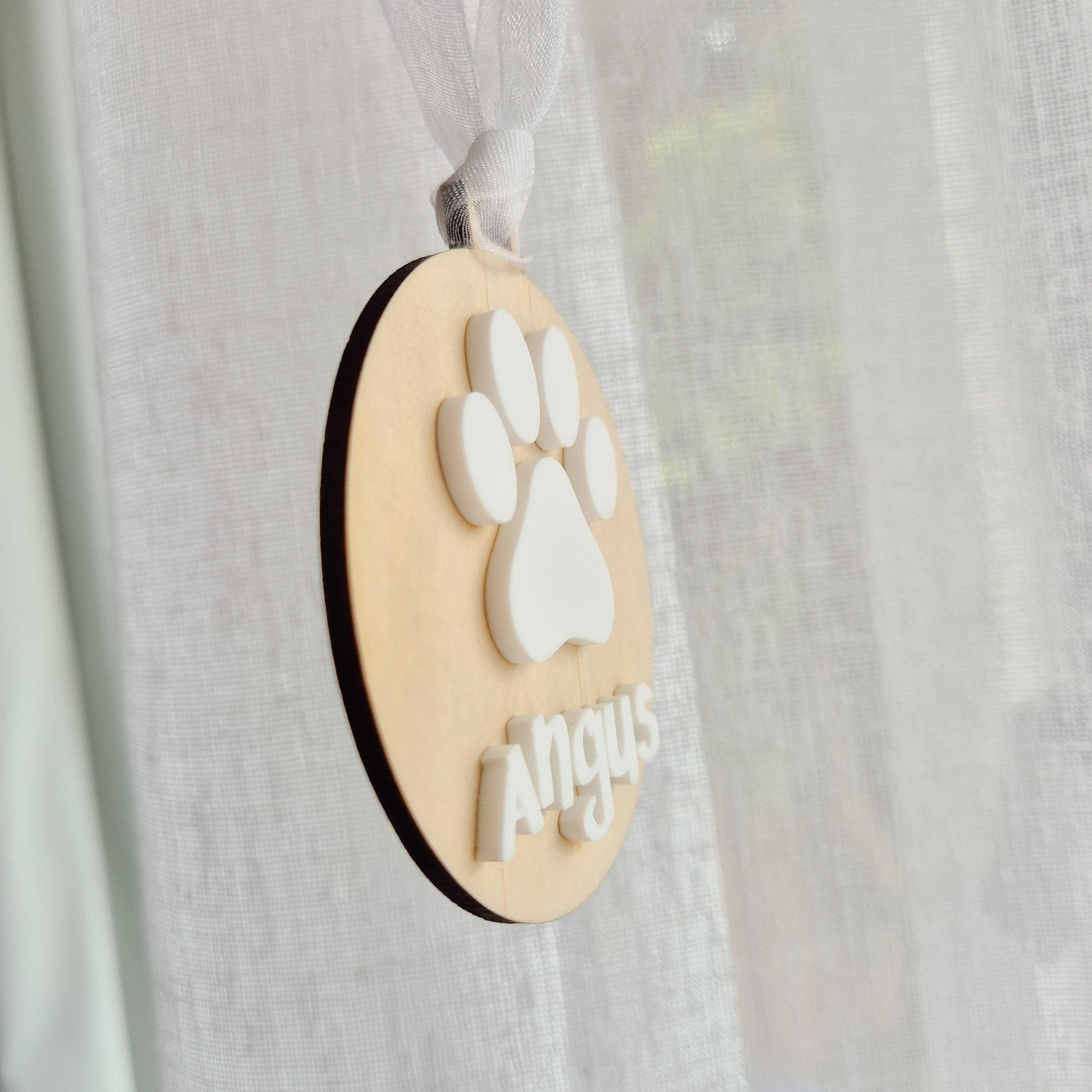 Personalised Dog Paw Plywood Ornament