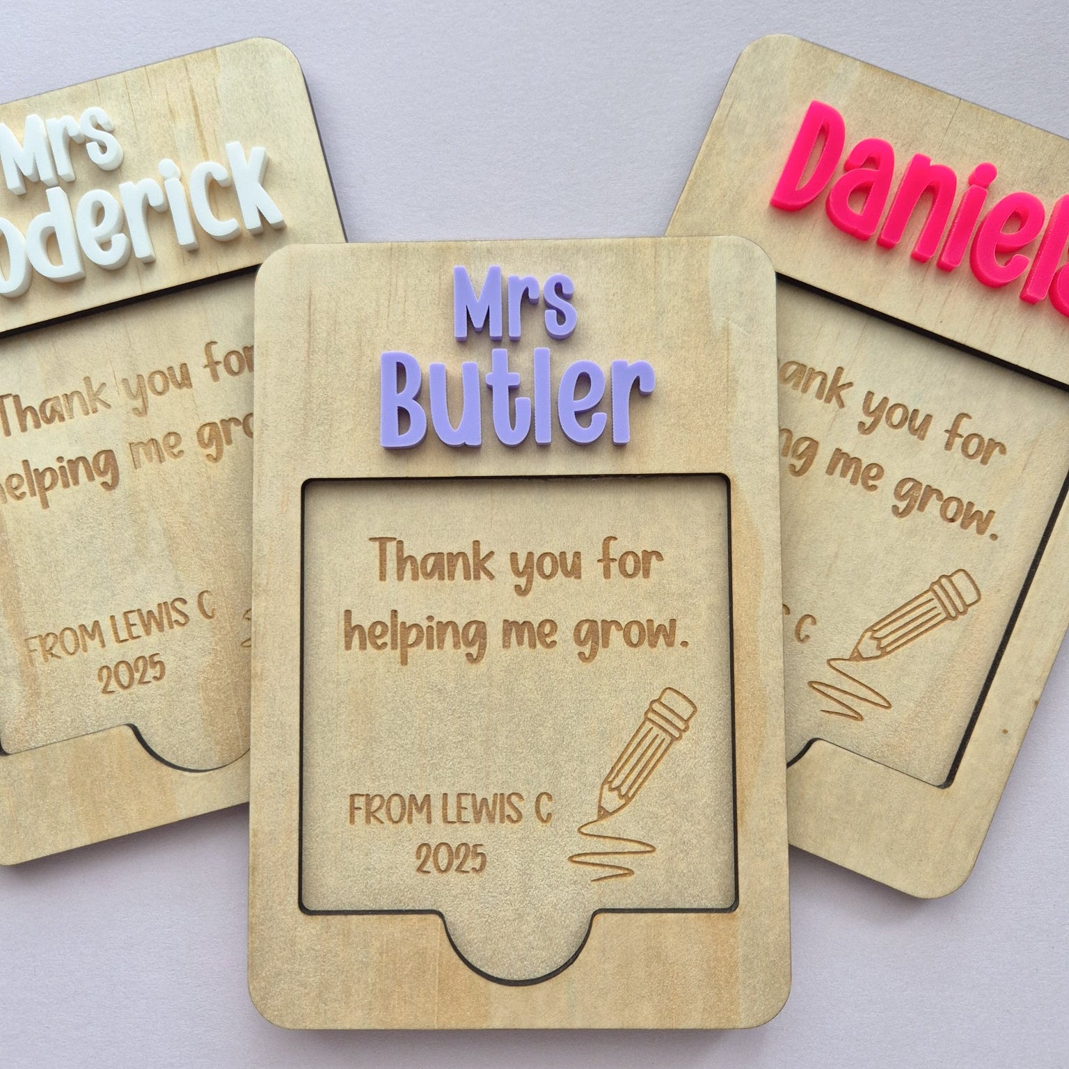 Sticky Note Holder Plywood with Custom Name & Engraved Message