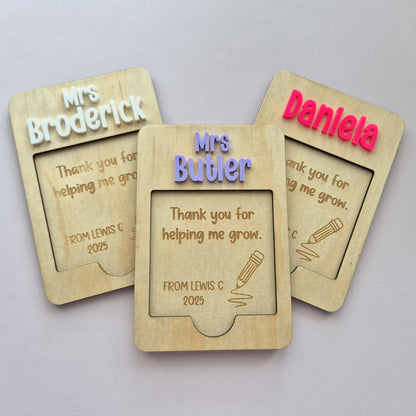 Sticky Note Holder Plywood with Custom Name & Engraved Message