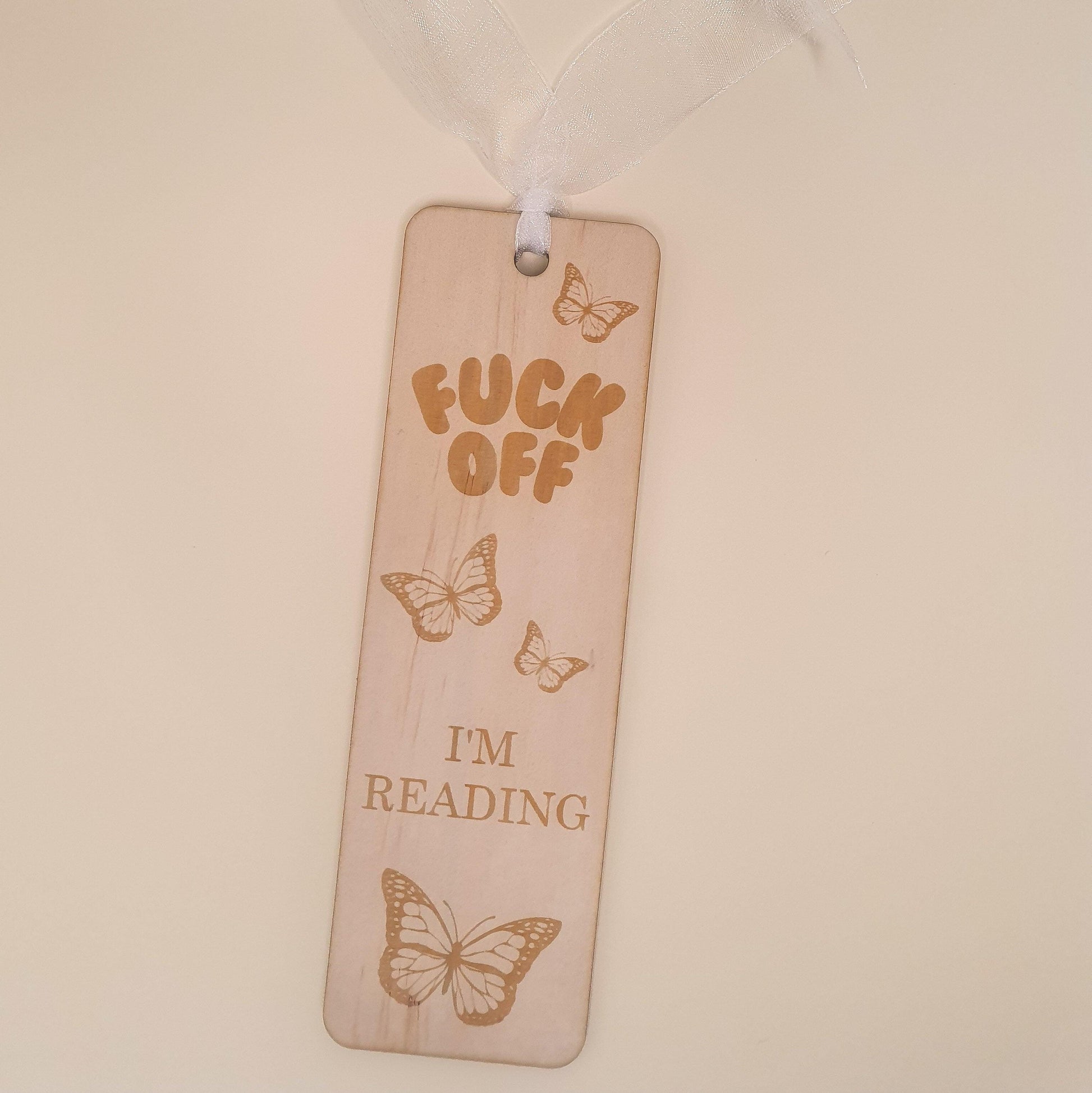 fuck off im reading plywood bookmark