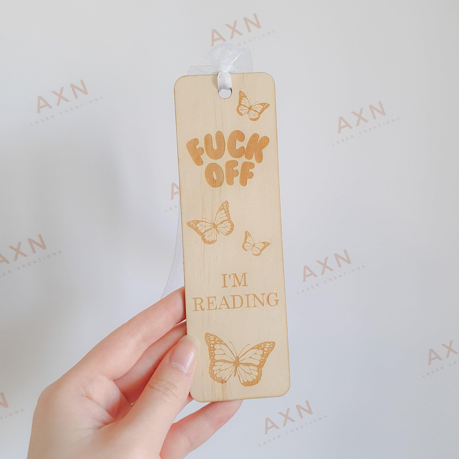 fuck off im reading plywood bookmark