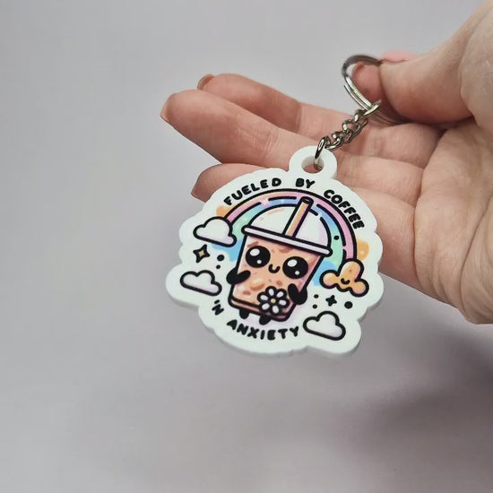 Fueled By Coffee 'N Anxiety Acrylic Keychain