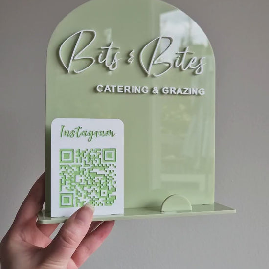 Acrylic Business Display with QR Code and Business Card Holder