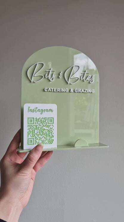 Acrylic Business Display with QR Code and Business Card Holder