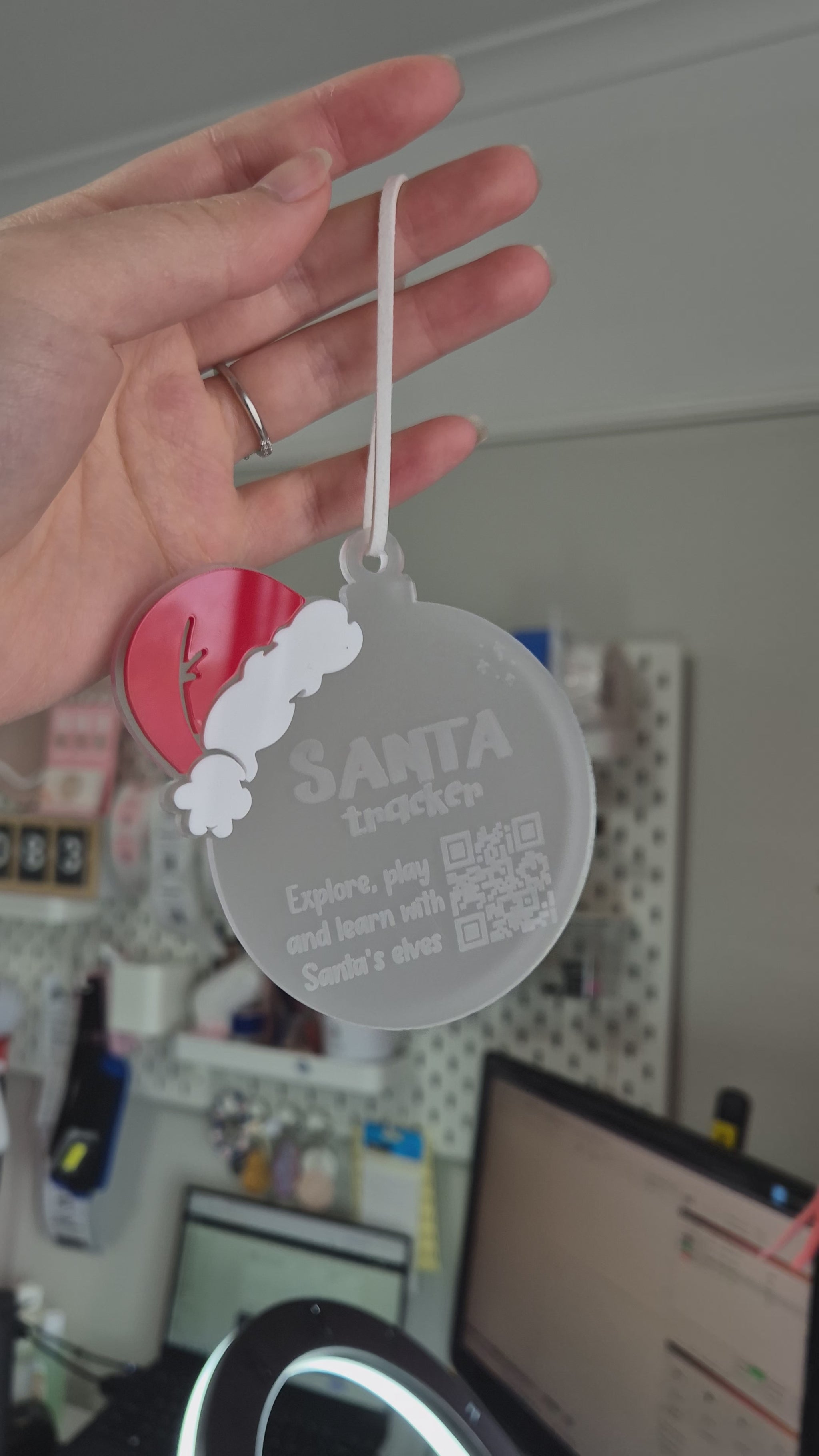 Santa Tracker Ornament with Santa Hat