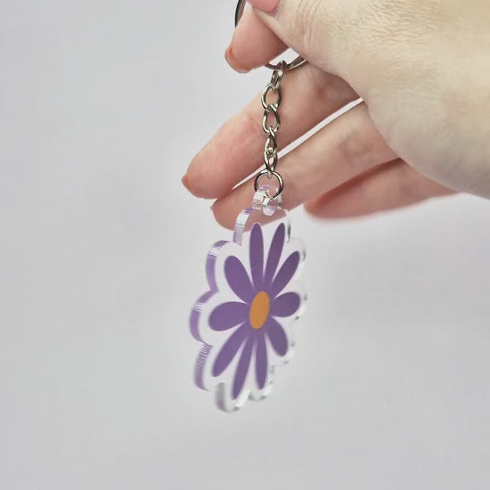 Purple Flower Acrylic Keychain