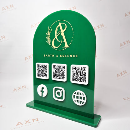 Arched Acrylic Stand with QR Codes