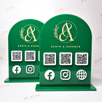 Arched Acrylic Stand with QR Codes